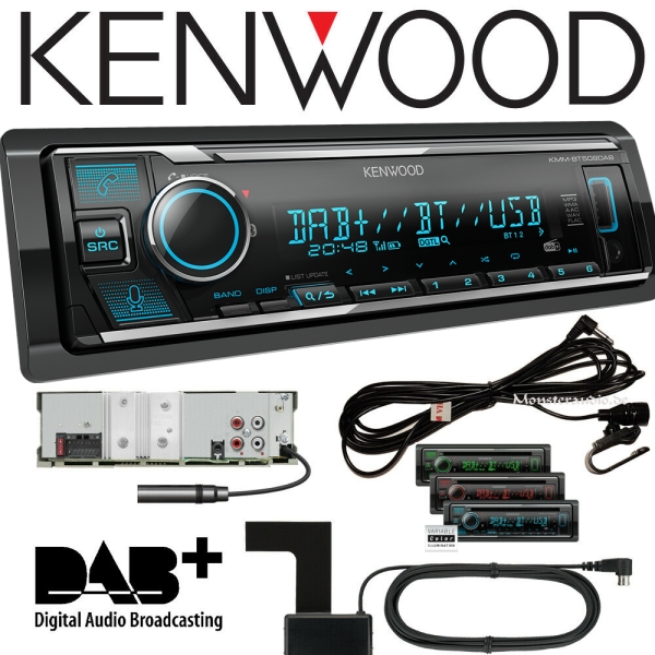 Kenwood KMM-BT508DAB DAB+ Autoradio mit DAB Antenne Bluetooth MP3 USB & AUX-IN (ohne CD) - Kopie